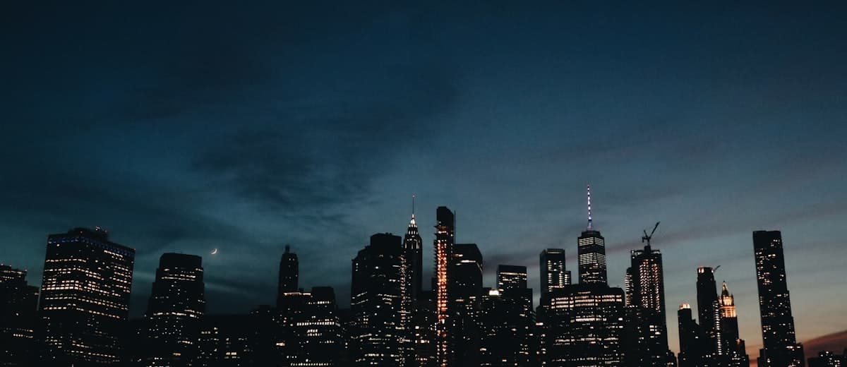 City skyline at night representing industry verticals